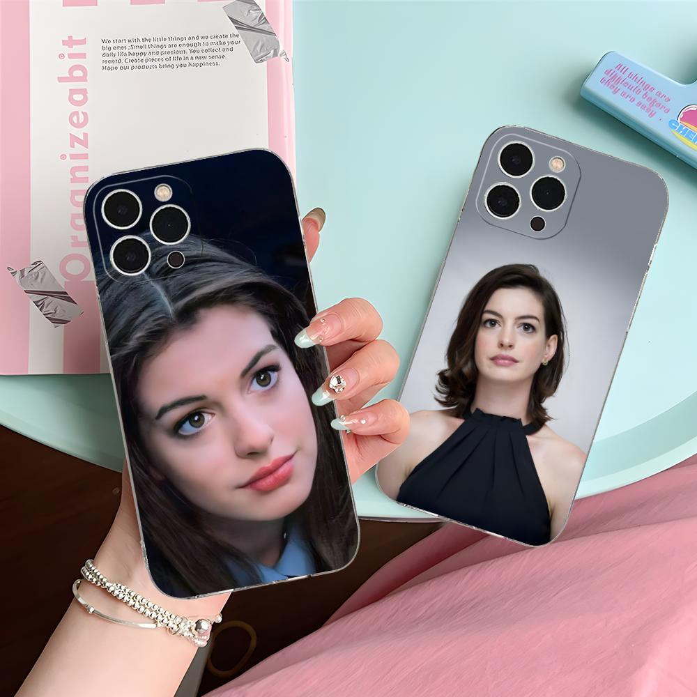 Anne Hathaway Mobile Phone Case for iPhone 17 16 15 14 13 12 11 X XR XS Air Pro Max Plus Mini Clear Colorful Cover Cover Pretty