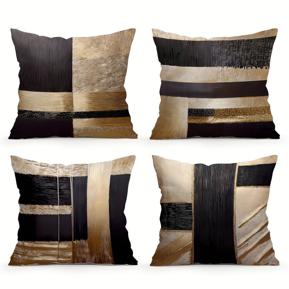 Shunika Chen Unisex Black/Brown/Beige Modern Abstract Pattern Decorative Pillowcases: Blend Of & Textures Sofa Cushion Cover Home Room Decoration S
