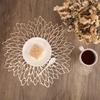 Sets of 4/6 Gold Floral Leaf Hollow Out PlacematsCoasters Vinyl Kitchen Dinning Table Place Mats Wedding Party Washable Decor
