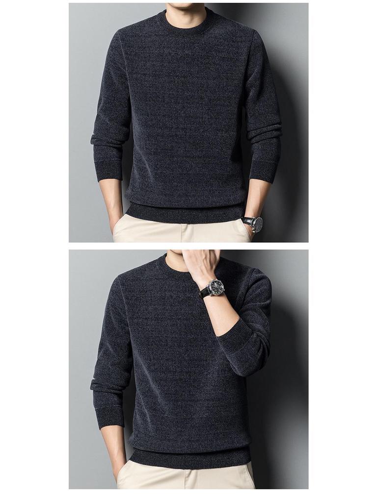 Men's Chenille Fleece One-Piece Knitwear: Thickened Warm Winter Woolen Base Layer Sweater