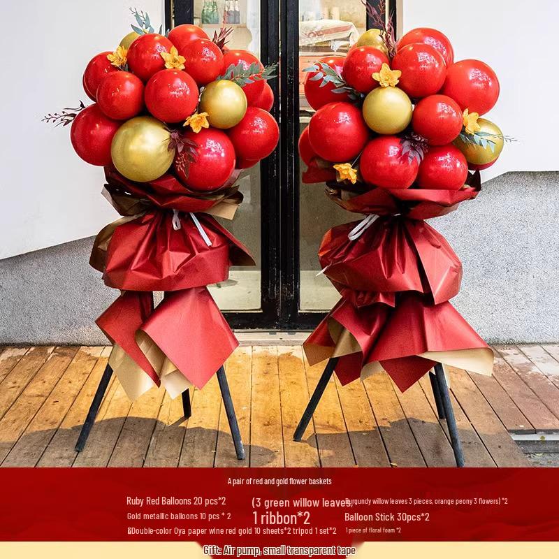 National Day Decorative Balloon Column & Flower Basket for Event Atmosphere