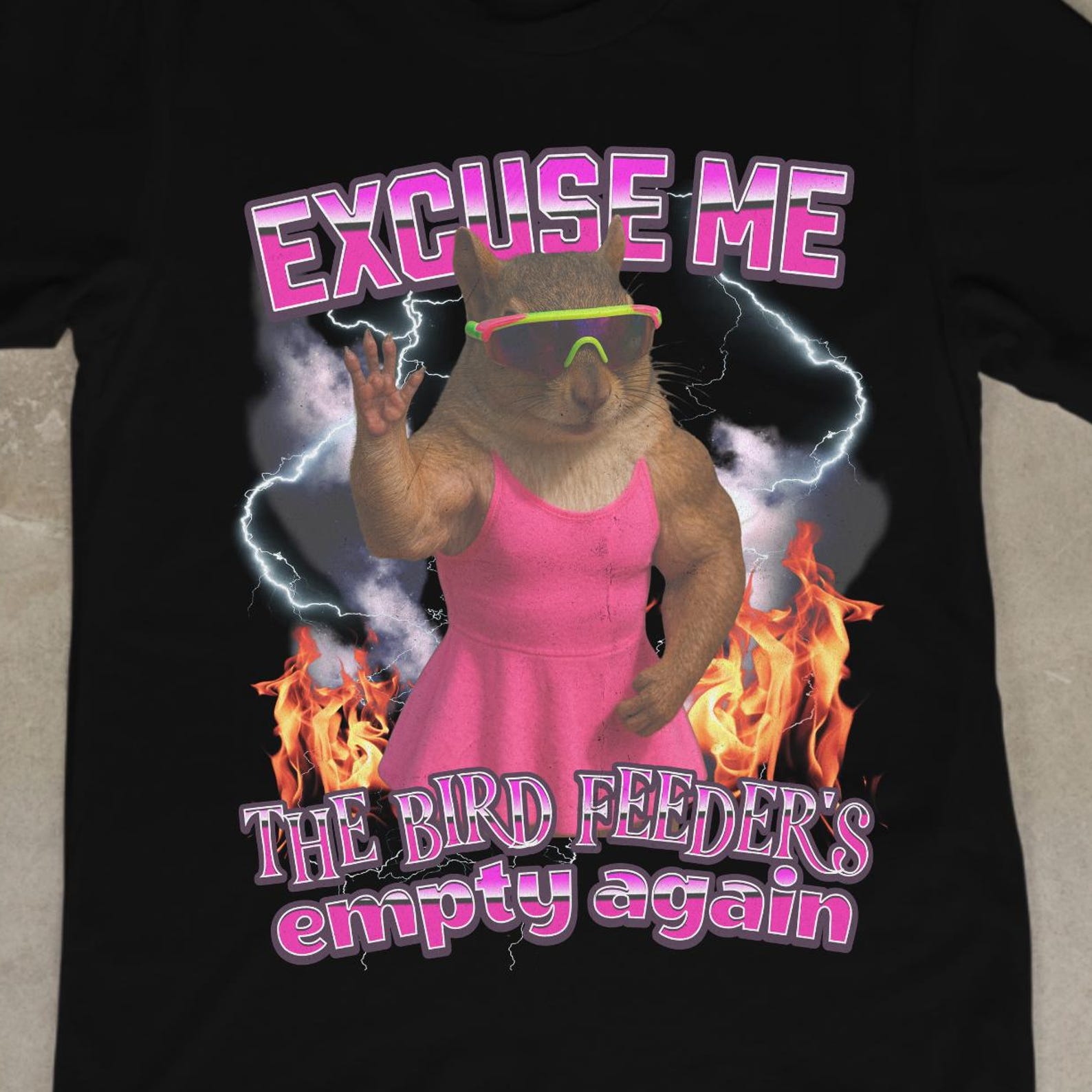 Muscle Squirrel T-Shirt – Funny 90s Vaporwave Tee XL