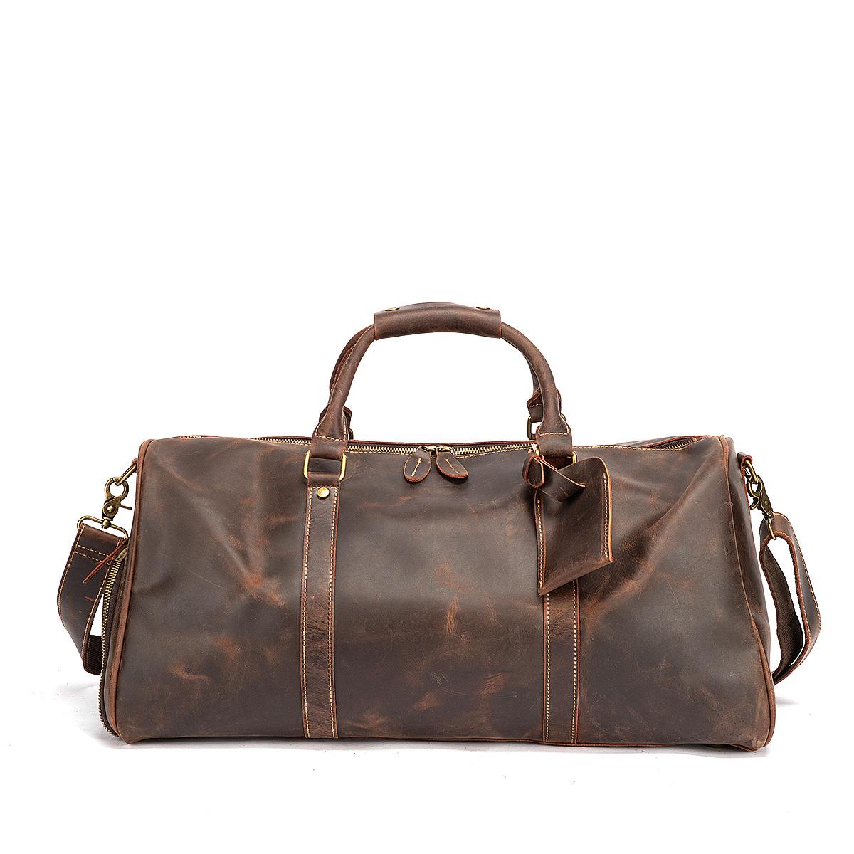 

Толстая кожаная мужская сумка Crazy Horse, большая вместимость, винтажный дизайн, дорожная сумка, дорожная сумка для багажа, дорожный чемодан, сумка-тоут