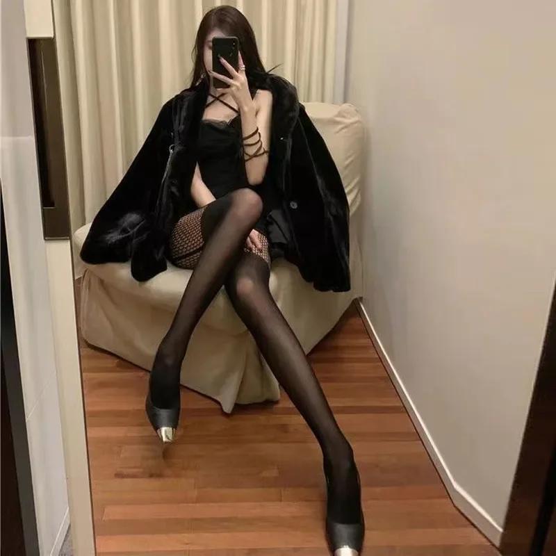 Sexy Women Party Club Slimming Perfect Legs Mesh Tights High Waist Body Stockings Gothic Fishnet Nylon Pantyhose Ladies GF Gifts