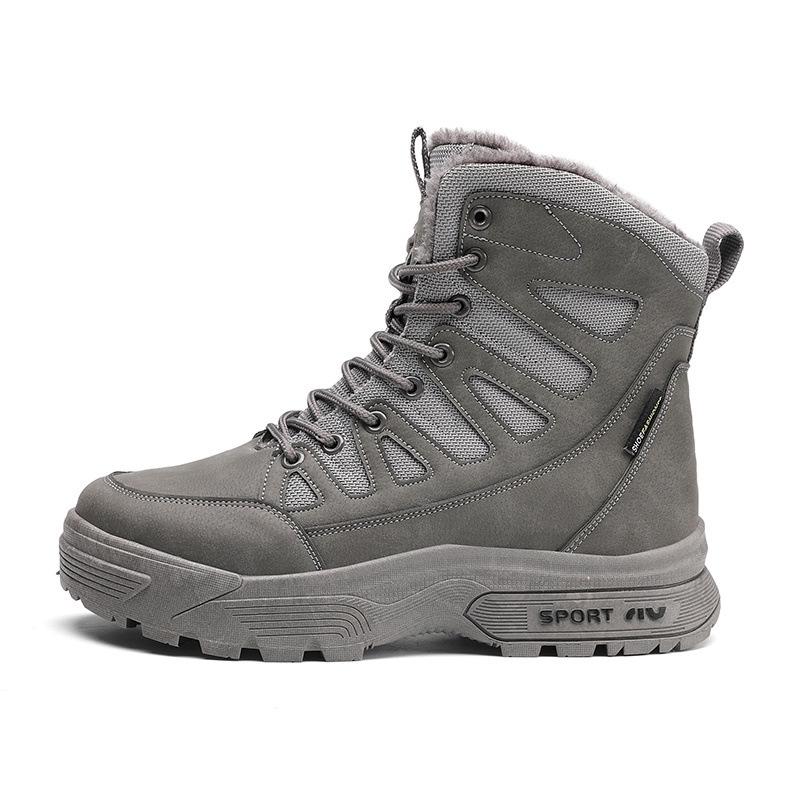Men's Waterproof Martin Boots - High-Top, Thickened Plus Velvet for Winter Warmth, Non-Slip.