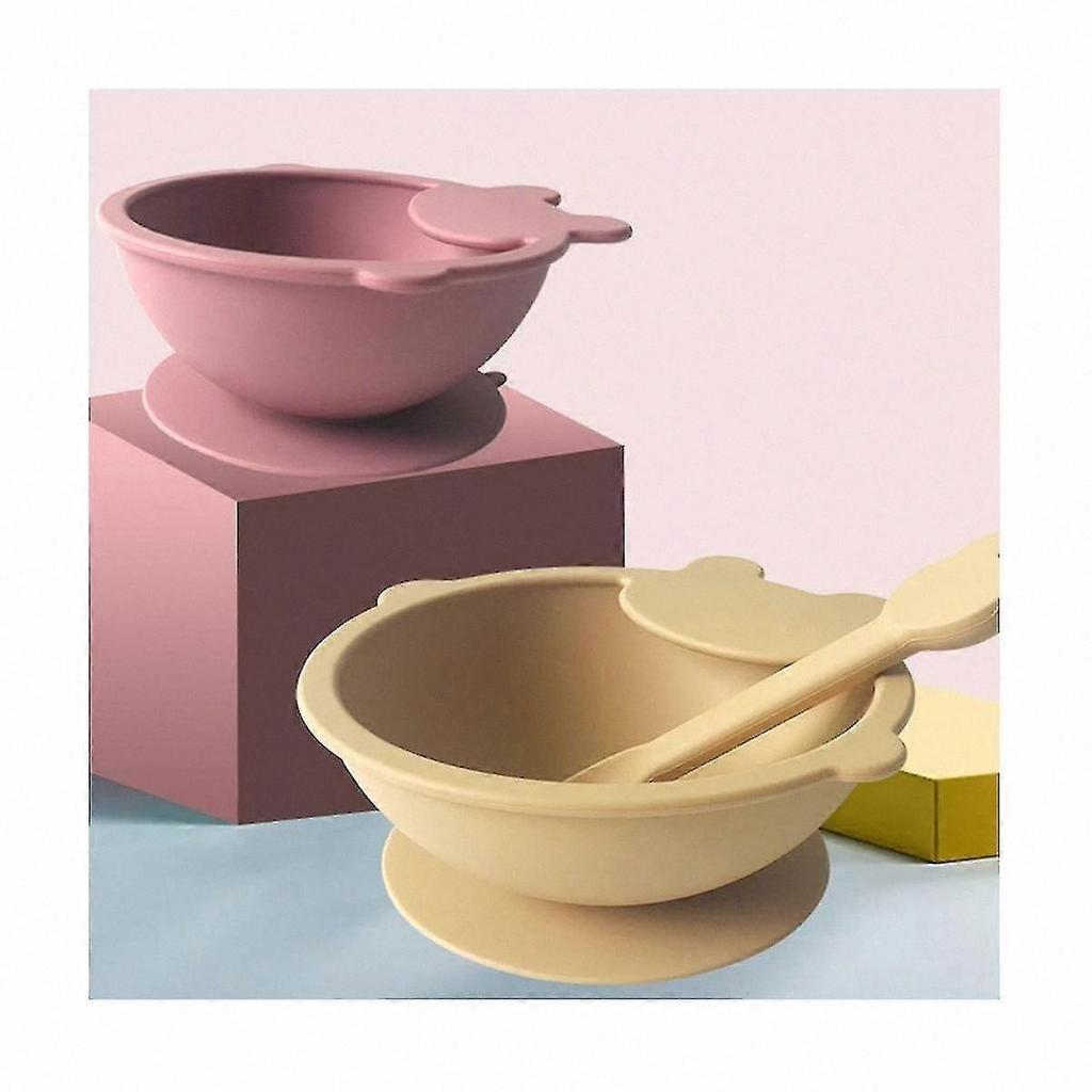 Silicone Suction Bowl Set with Spoon for Baby Feeding - First Stage Silicone Plate D