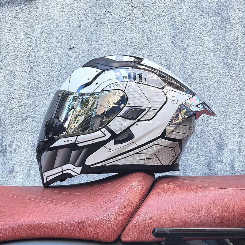 Motorcycle Helmet Peeling Helmet Double Lens Big Tail Locomotive Racing Helmet Running Helmet Men and Women Keep Warm In Winter