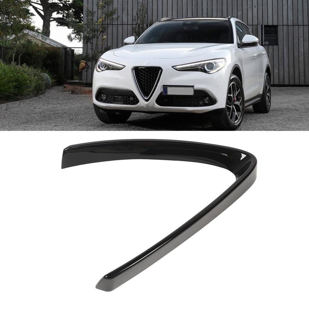 Bumper Grill Trim V Shape Frame Decoration Bright Black Replacement for  Stelvio 2017 To 2025 Car V Shape Grille Cover