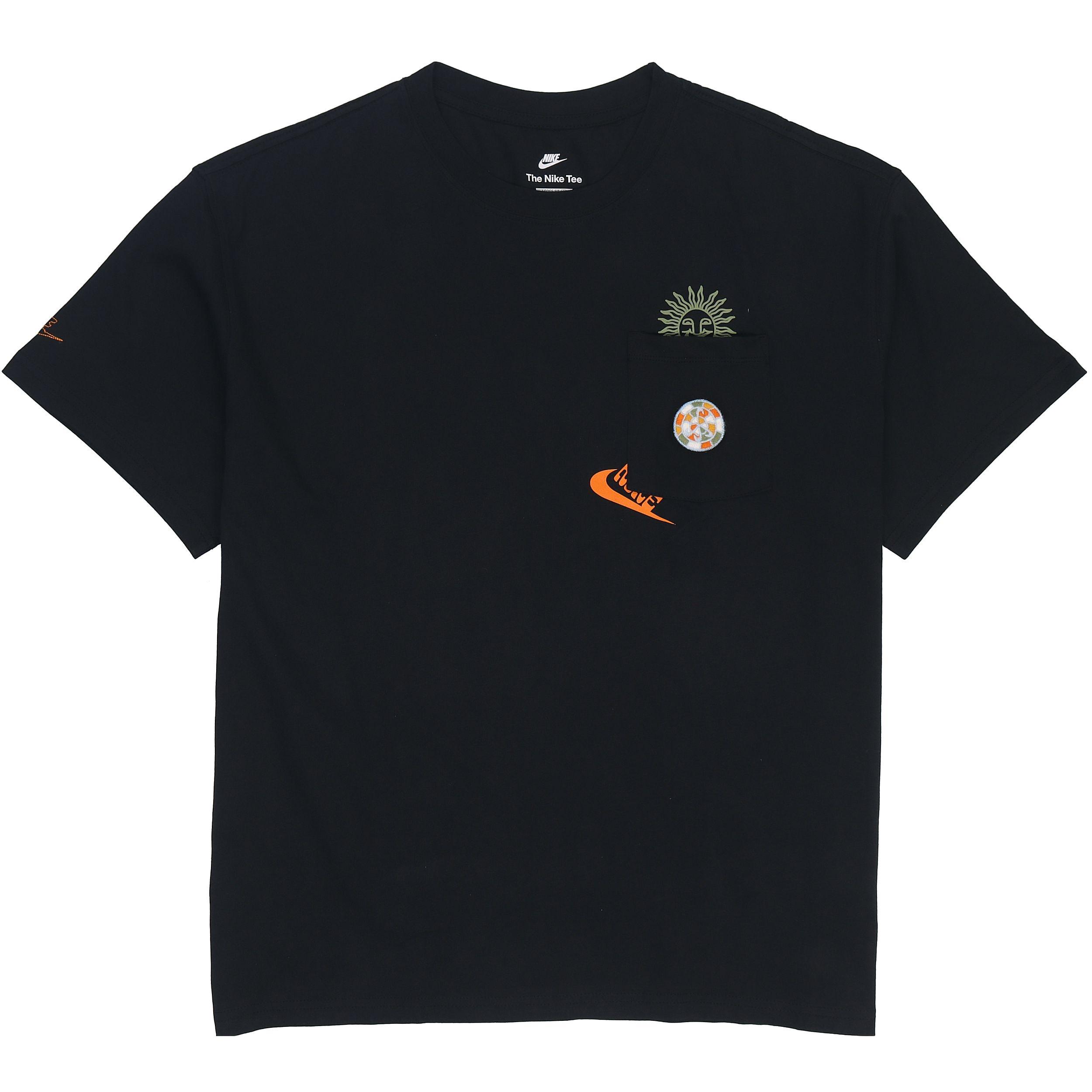 Men s Nike Logo Pocket Printing Round Neck Short Sleeve Black T-Shirt DR7967-010 M