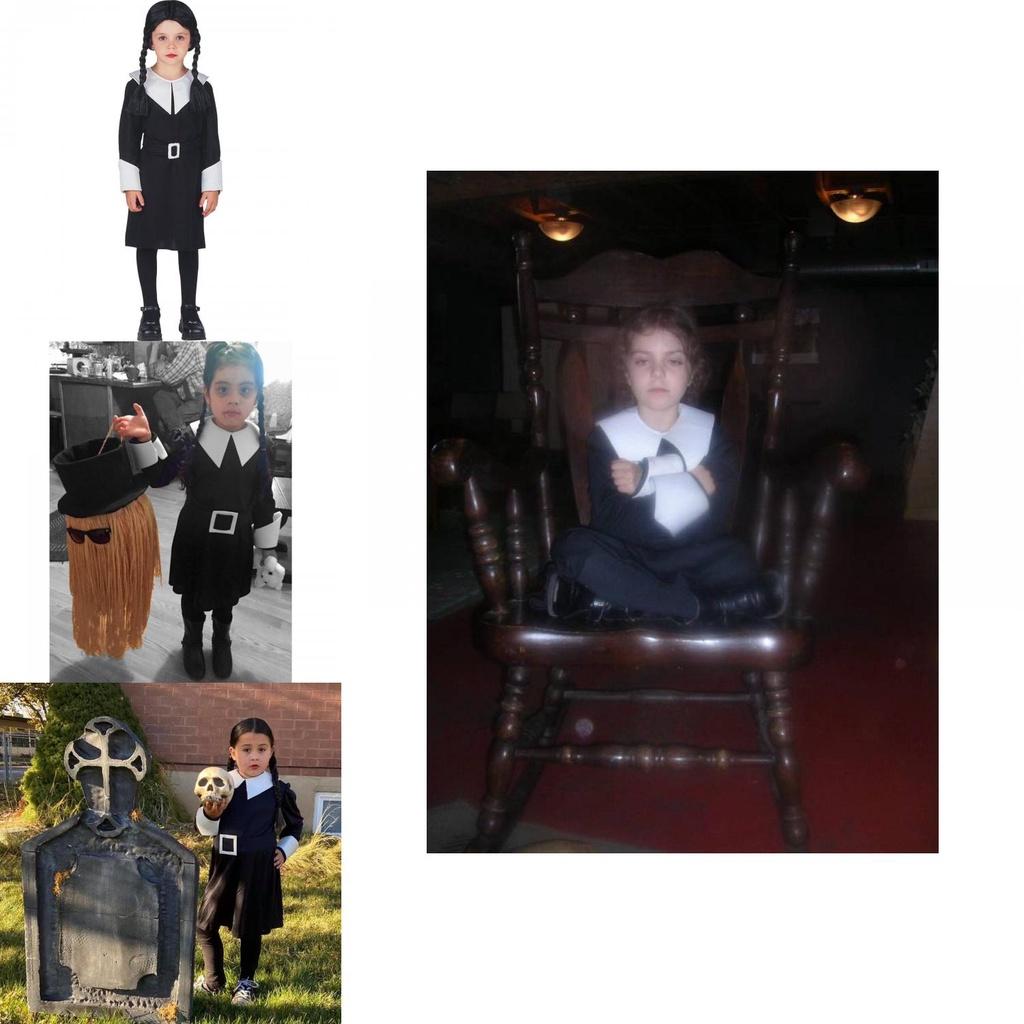 The Addams Family Wednesday Black Dress Goth Costume For Children Ages 3-12
