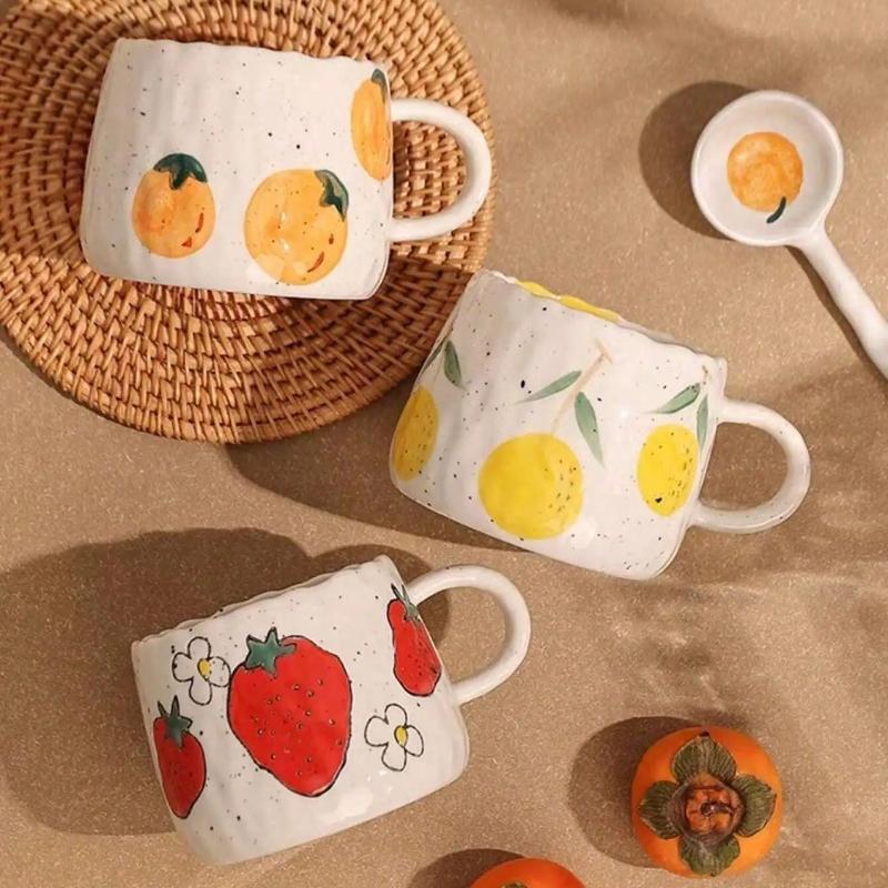 Perfect For Home, Office, Event Gifts And Holiday Gifts Halloween Hand Painted Ceramic Coffee Mug With Strawberry Pattern Design