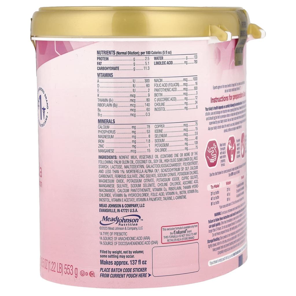 Enfamil AR™, Infant Formula, Milk-based Powder with Iron, 0 To 12 Months, 19.5 Oz (553 G)