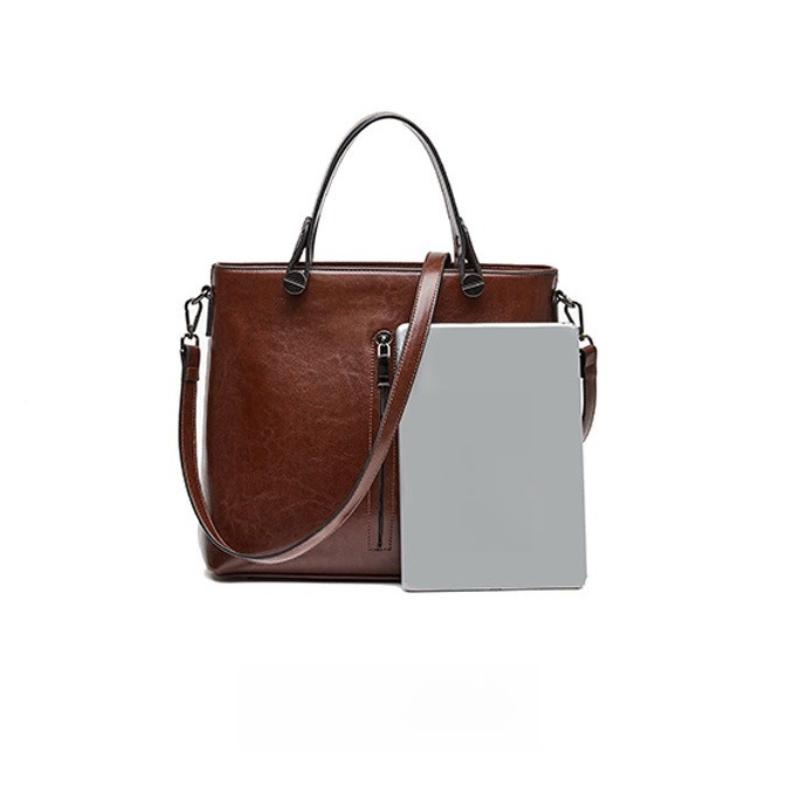 Women Shoulder Cross Body Handbag Top Handle Bag Genuine Leather Casual Designer Lady Female Oil Wax Cowhide Messenger Tote Bag