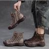Johnature Damenschuhe aus echtem Leder, weiche Sohle, hohle Sommerstiefel, vielseitige, atmungsaktive Vintage-Sandalen