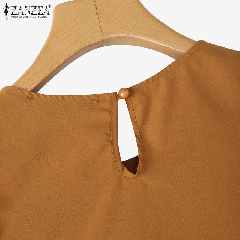 ZANZEA Damen Lässige Rundhals Einfarbig Sommer Ärmellose Tanktops