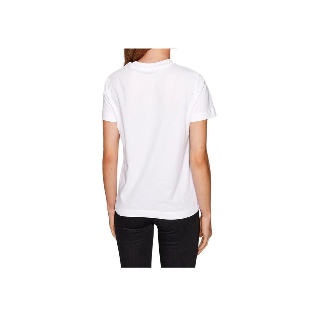 Calvin Klein Logo Print Pullover Crew Neck Short Sleeve Regular T-Shirt Women Tops White J20J219142-YAF