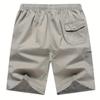 Men's Breathable Cotton Shorts Solid Color Drawstring Waist with Zipper Pockets Casual Summer Wear