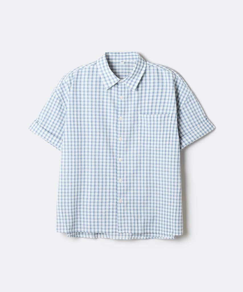 Seupao Roll-Up Short Sleeve Check Shirt_Spycg25C06 (A Type)