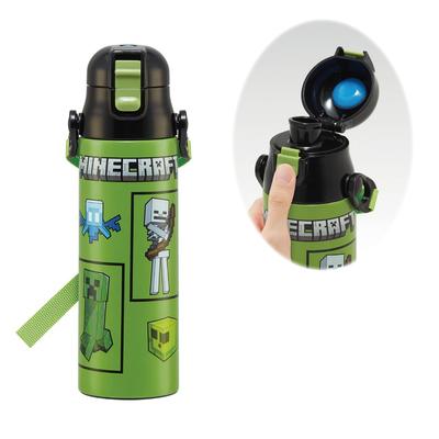 Skater Wasserflasche, 580 ml, Minecraft Direkttrinkflasche, Edelstahl, Sportflasche, SDC6N-A