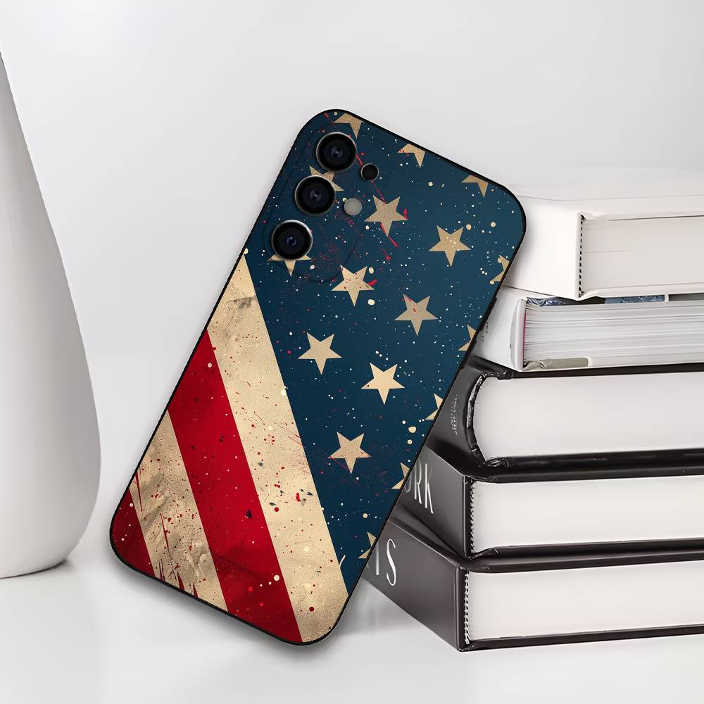 America Flag S-Statue L-Liberty  USA Phone Case For Samsung S25,S24,S21,S22,S23,S30,Ultra,S20,Plus,Soft Silicone Black Cover