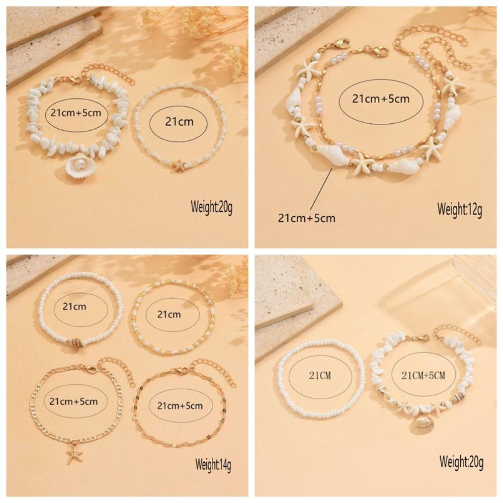 Chaîne de Pied Étoile de Mer Perle Bijoux de Plage Simple Cheville Perles Vacances