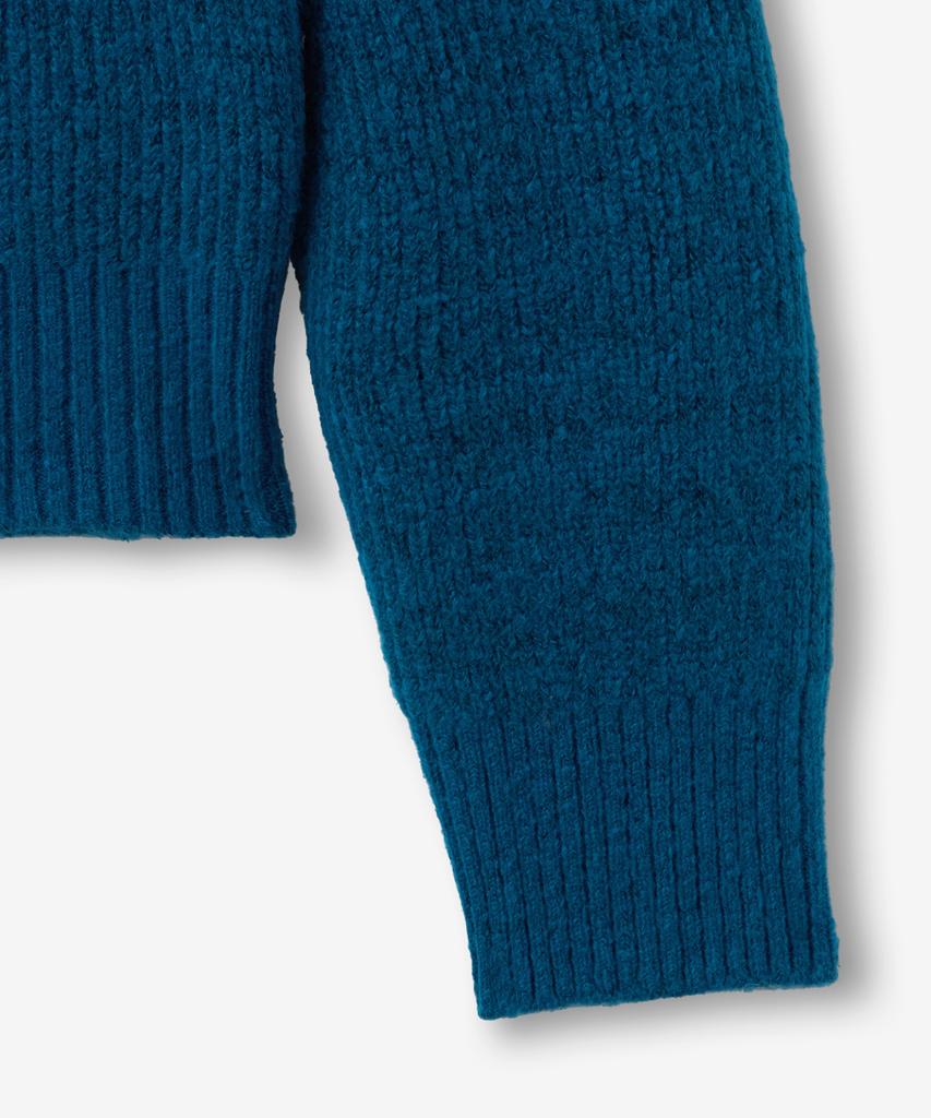 BLOND9 Volume Half Zip Rib Knit Top_Ink Blue