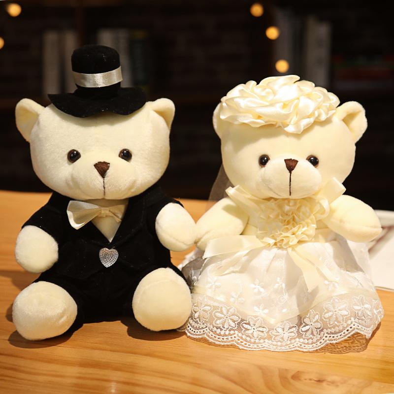 Hot Sale Couple Wedding Bear Romantic Plush Doll Toys Christmas Gift Bride & Groom For Lovers