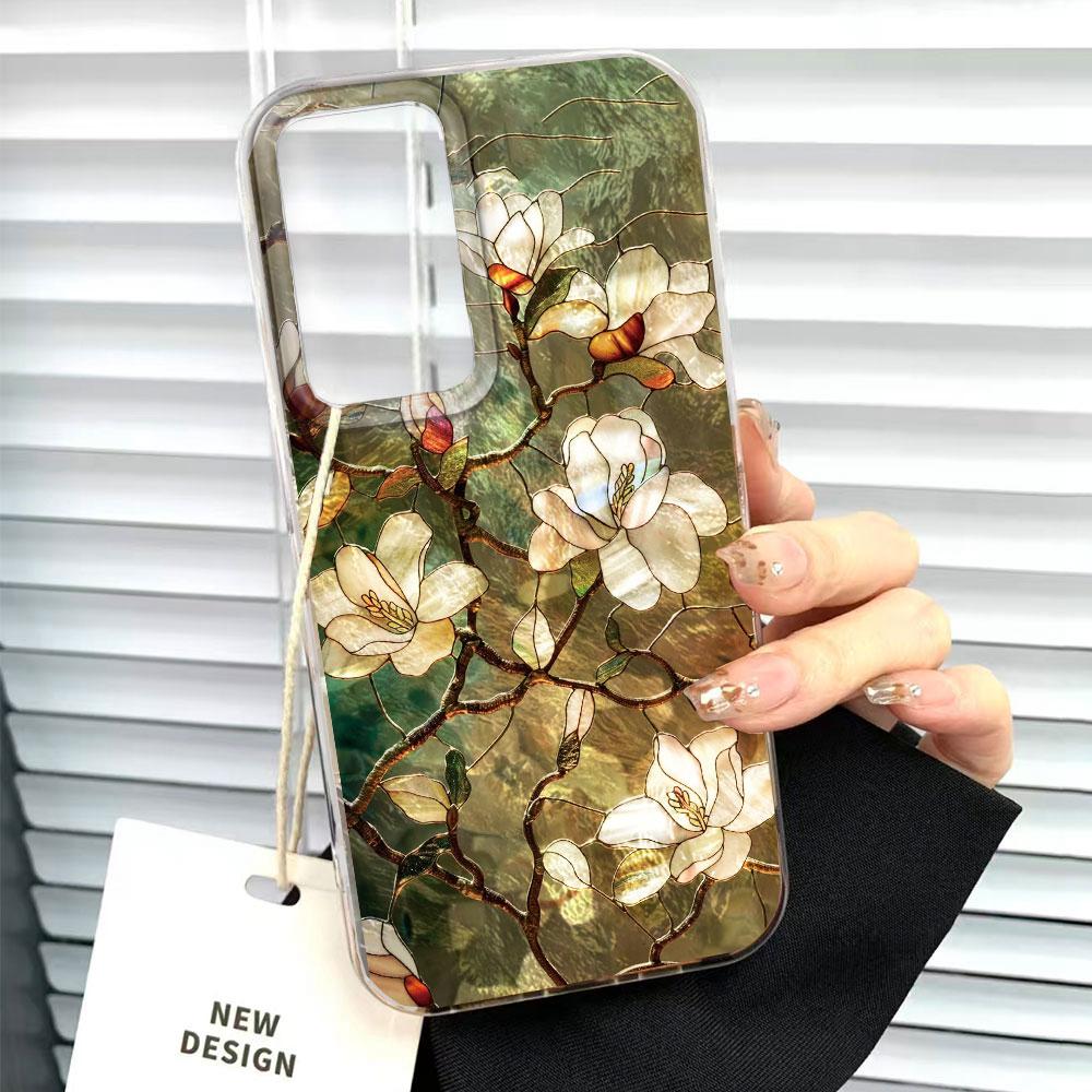 Phone Case For Samsung Galaxy S24 S26 Ultra S22 S23 S21 Plus S20 FE Korean Retro Artistic Gradient Rose Flowers Women Tpu Cover Shockproof Silicone