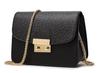 AnW (AnDouble) Leather Shoulder Bag with Gold Chain, Mini Bag, Vivid Colors, Women's (Large, Black)