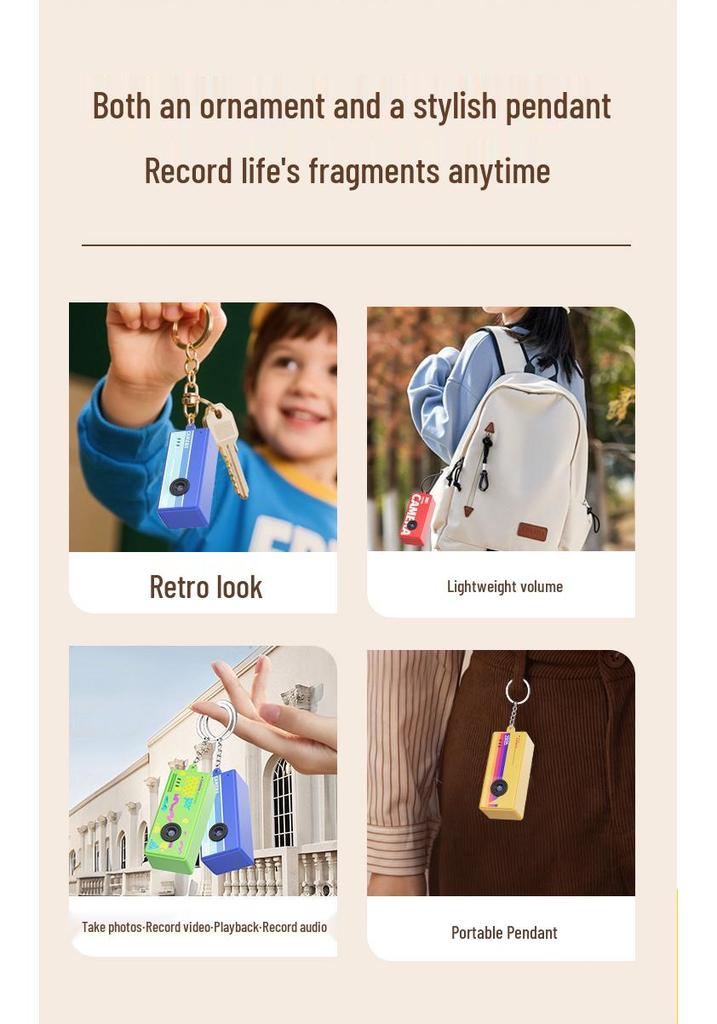 Retro Mini Keychain Camera: 1080P HD, Screen, Portable Thumb Toy