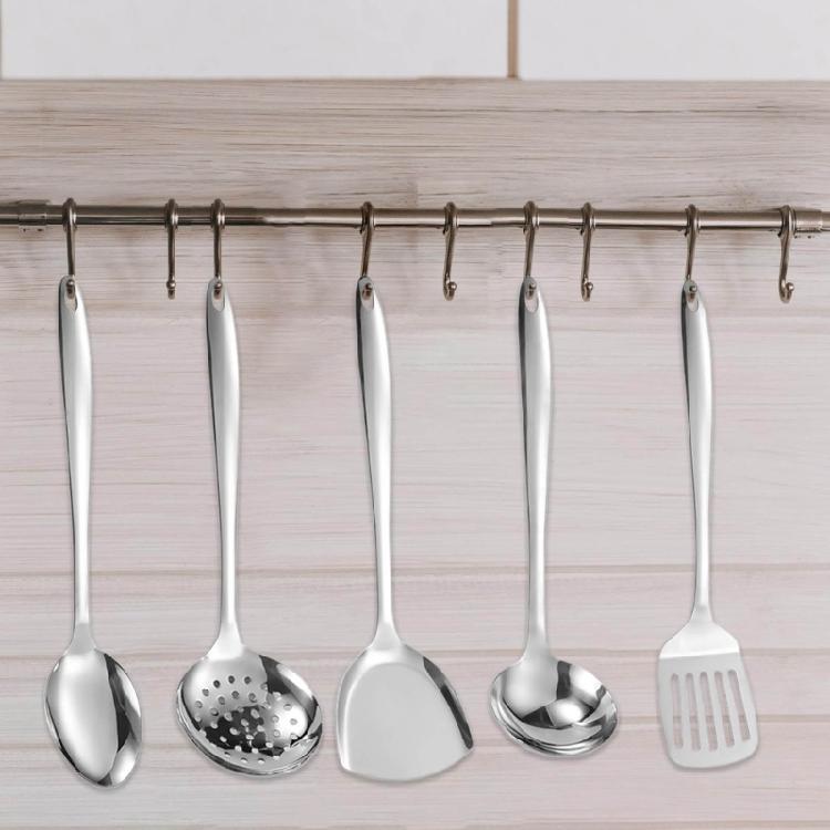 7Pieces Stainless Steel Serving Tool Set Slotted Turner Long Handle Cooking Shovel Cooking Sppon for Everyday Use