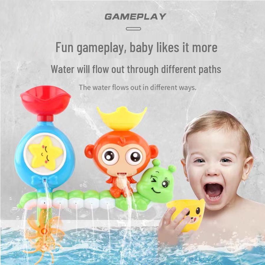 Monkey Spinning Bath Toy with Shower Spray for Water Play