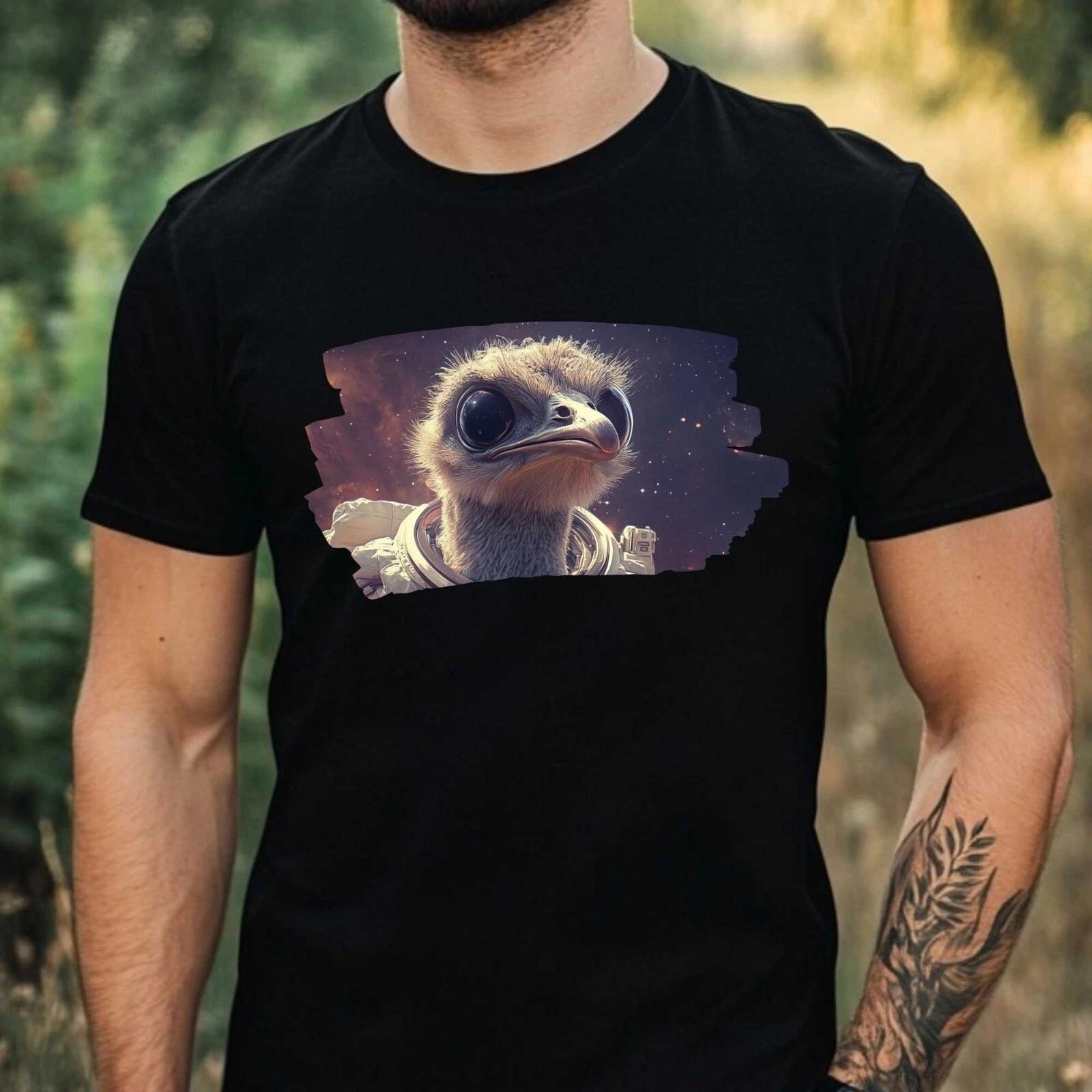 T-Shirt Herren Strauß als Astronaut Motiv Baumwolle Größe XS bis 5XL S