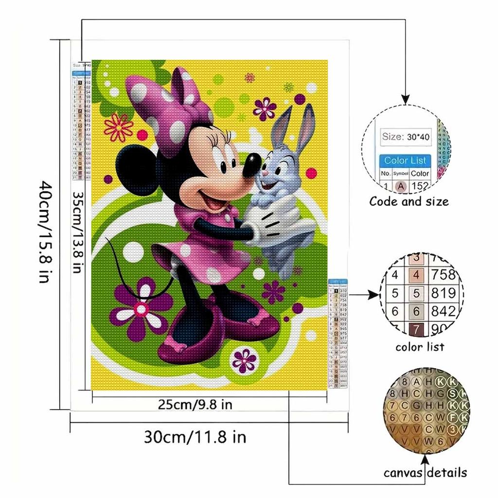 5D Diy Diamond Painting Minnie and The Rabbit Full Drill Rhinestones Mosaic Embroidery Handmade Products Home Decor Gift