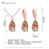 Fashion Water Drop Cubic Zirconia Dangle Earrings Jewelry Sets For Women Wedding Rose Gold Color Necklace