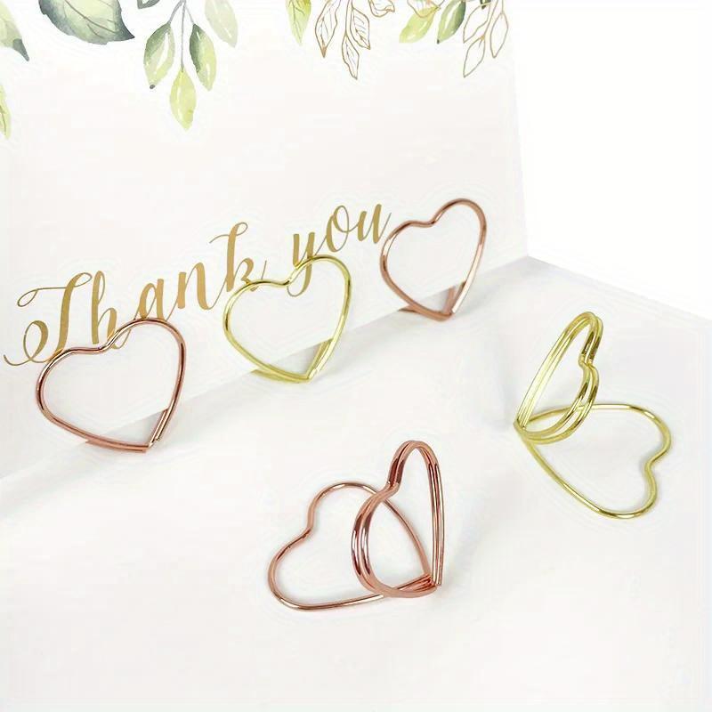 20Pcs Double Heart Shape Metal Memo Holder Table Placecard Holder Photo Clip Card Stand Wedding Banquet Heart Message Holder