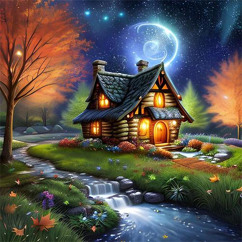 5D Diamond Painting House Landscape Full Square Round Embroidery Mosaic River Scenery Home Decor