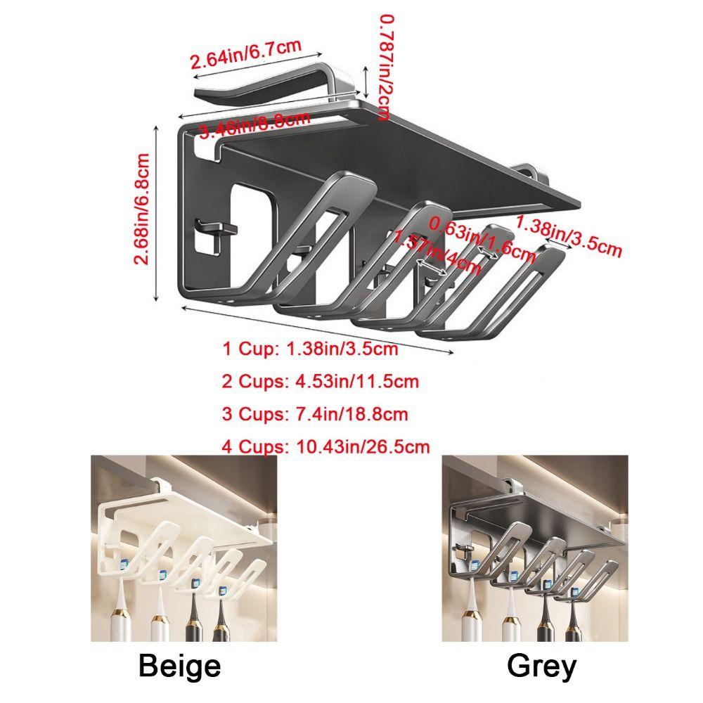 Carbon Steel Toothbrush Storage Rack Non-Perforated Toothbrush Stand for Under Cabinet