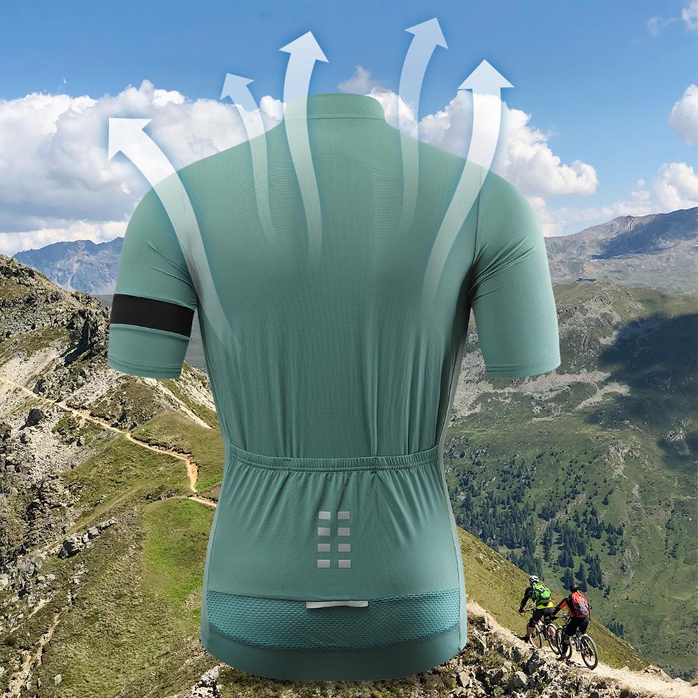 Wosawe Kortermet trøye for menn landeveissykkel Sykling Pustende topper Sportsklær Skjorter Sommersykkelsett Gel Shorts Reflekterende sykkelantrekk