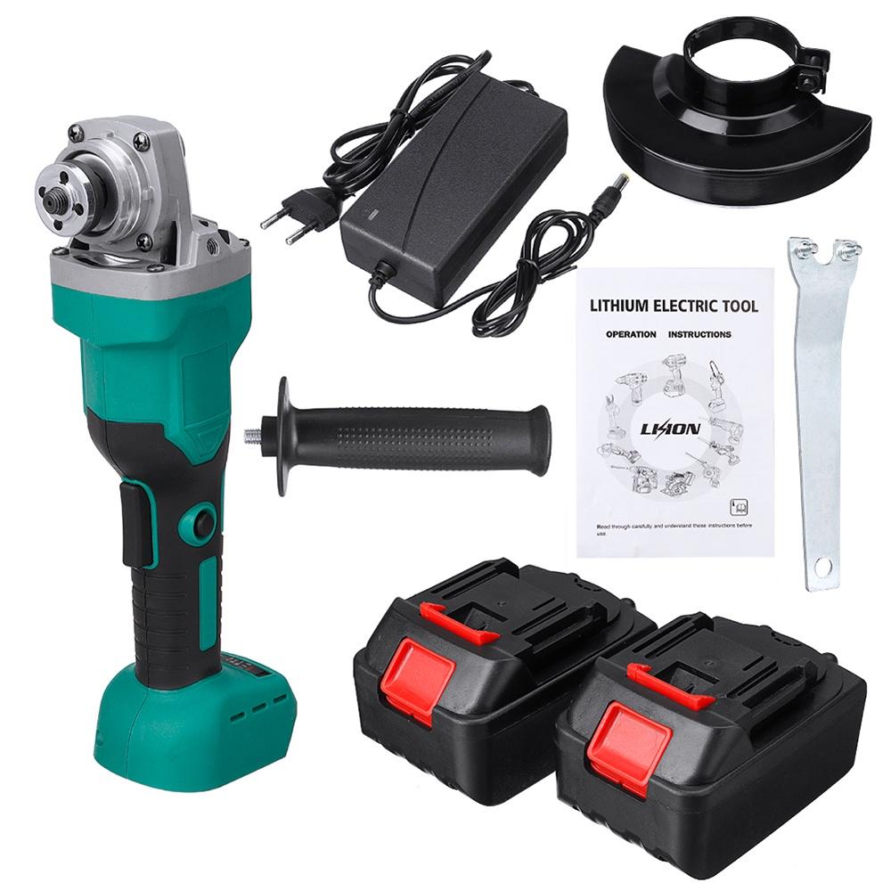 High Power Brushless Cordless Angle Grinder Polisher Machine Electric Angle Grinder Polishing DIY Cutting Tool Green+Black 100M/125MM