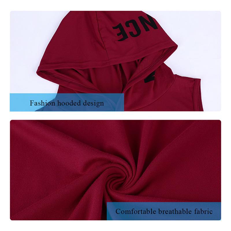 Men 'S Casual Sleeveless Hoodie Sport Pullover Loose Tops T -Shirt