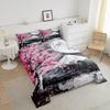 Japanisches Ukiyoe-Bettwäscheset (Queen-Size) mit Fuji-Berglandschaft, geeignet für Damen, Jugendliche und Herren, Heimtextilien, rosa Kirschblütenbaum