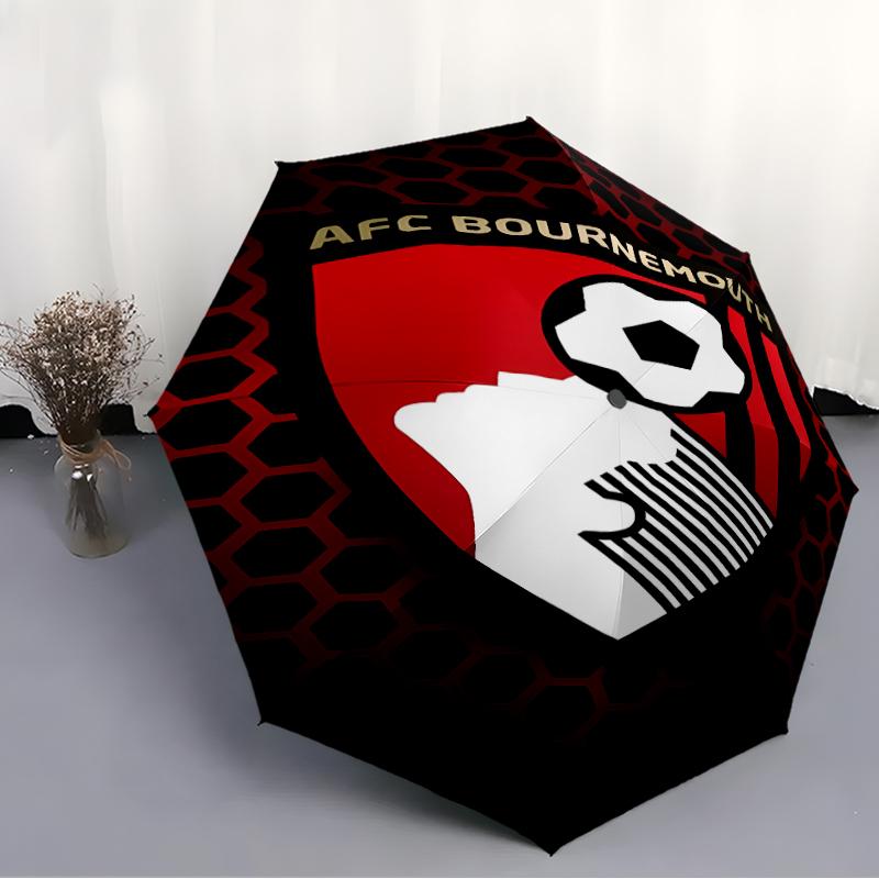 Bedruckter Fußballclub-Logo Bedruckter Faltschirm, Outdoor-, Freizeit-, und Regenschirm für Reisen, Strapazierfähiges Schirmgewebe, Geburtstags- und Feiertagsgeschenk