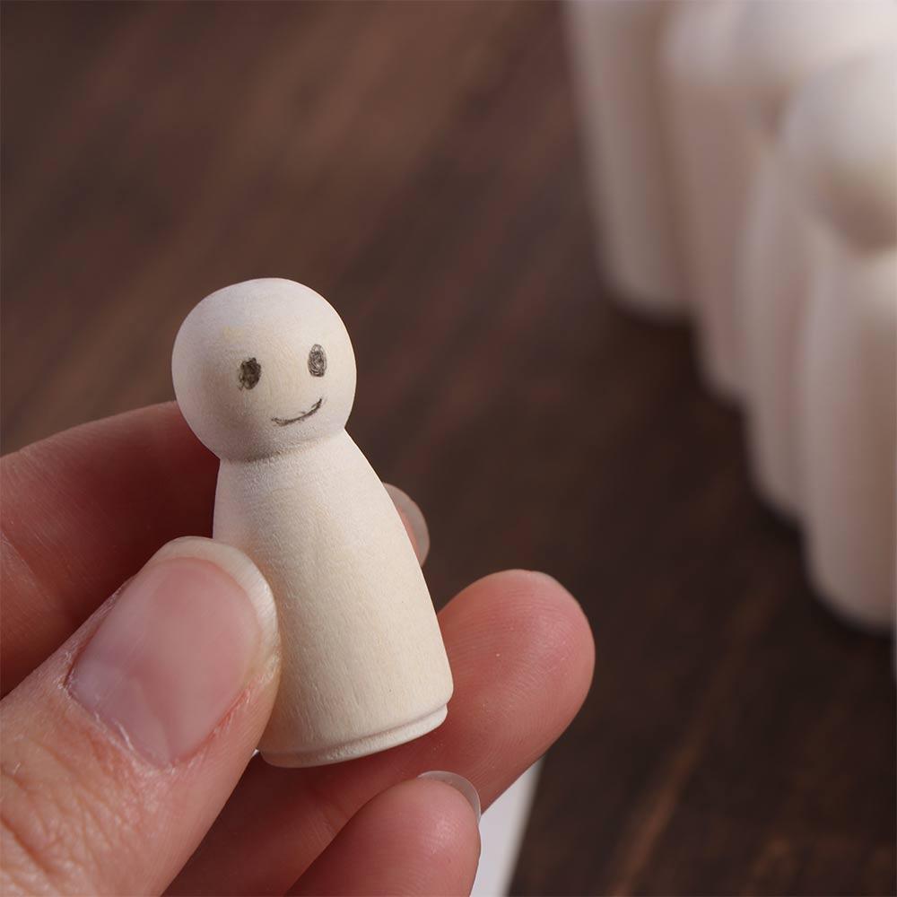 Female Blank Natural Wood Handmade Wooden Peg Doll Unpainted Figures Wedding Decoration Wood Crafts