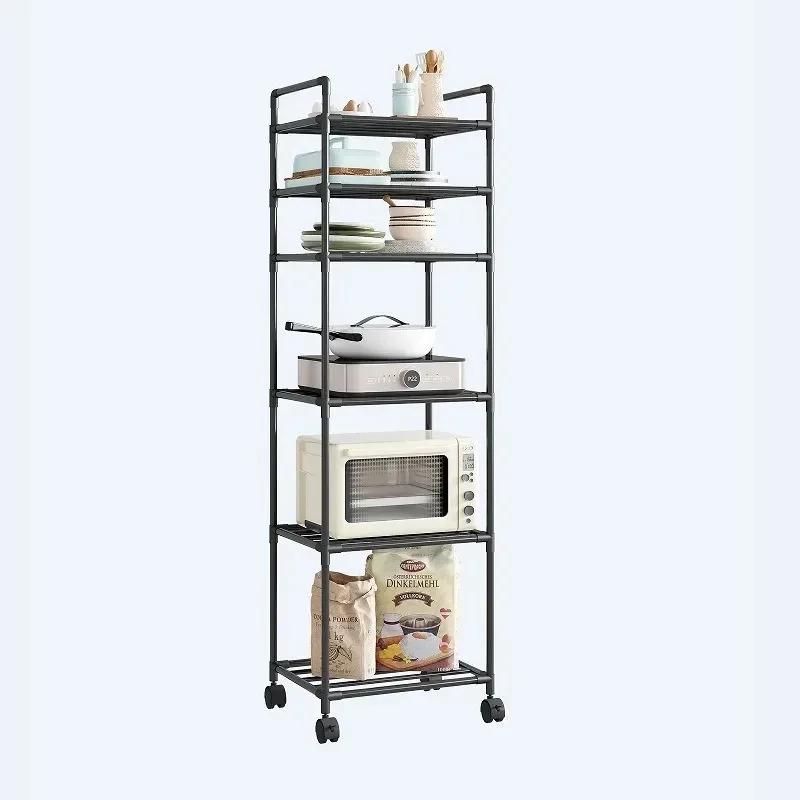 High Space Utilization Storage Rack, Upright Multi-layer Rack + Kitchen Mobile Cart + Bathroom Storage Shelf