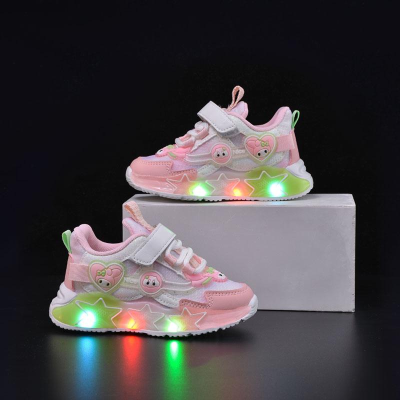 Girls with Light Sneakers Spring Children Hair Bright Light Cartoon Princess Shoes