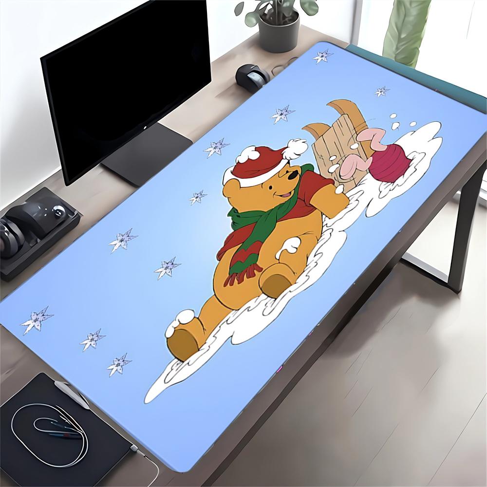 Winter Winnie Pooh Adventure Large Gaming Mouse Pad Nonslip Rubber Base Waterproof Desk Mat For Office Pc Laptop