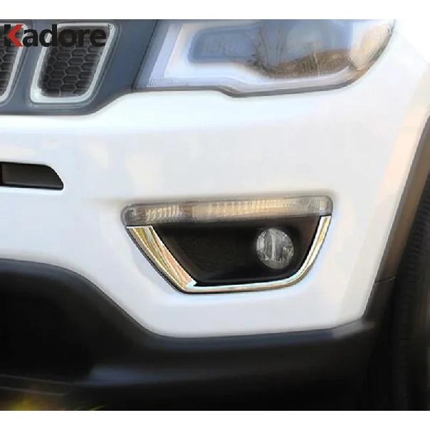 For Jeep Compass 2017 2018    Chrome Front Fog Light Lamp Cover Trim Foglight Eyebrow Eyelid Trims Car Accessories
