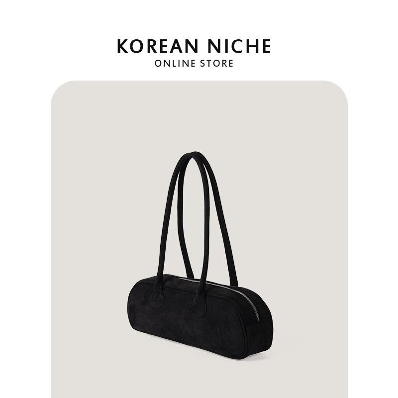 New Niche Design Suede Baguette Bag Women's Fashion Versatile Soft Feel Retro Plush Portable Shoulder Bag