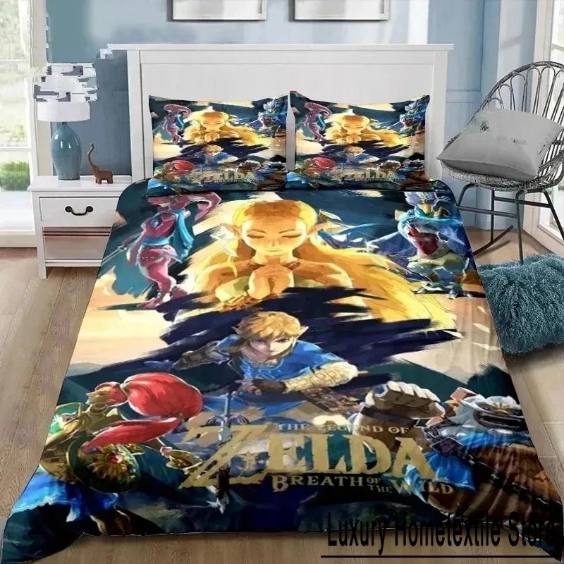 3D Cartoon Zeldas Series Bedding Set Duvet Cover Bed Set Quilt Cover Pillowcase Comforter King Queen Size Boys Adult Bedding Set